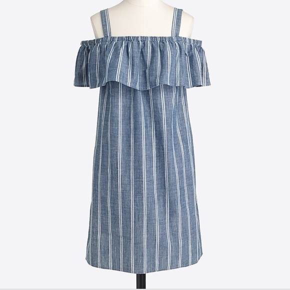 J. Crew Factory Dresses & Skirts - J. Crew striped off shoulder chambray dress M